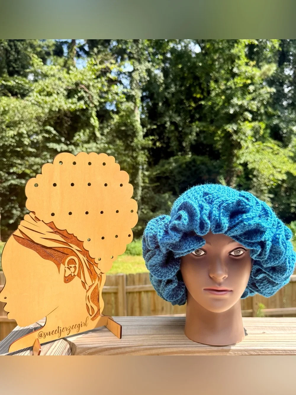 Wave Blue Handmade Crochet Ruffle Hat